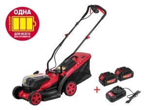 Газонокосилка аккумуляторная WORTEX CLM 3536 с акб и зу  ALL1 (36 В (18+18), 2 акк., 4.0 А/ч, Li-Ion, шир. 340 мм, выс. 30-80 мм, пластм. корпус, трав