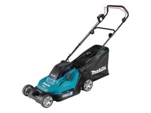 Газонокосилка аккумуляторная MAKITA DLM 432 PT2 (18.0 В, 2 акк., 5.0 А/ч, Li-Ion, шир. 430 мм, выс. 20-75 мм, пластм. корпус, травосборник 50 л.)